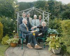 RPR05_0065 Retirement of Janet Shuttleworth after 25 years as Warden of the Rowington Almshouses being presented with a gold bracelet by John Williams. Standing: Ernest...
